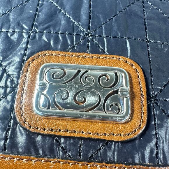 Brighton Black Quilted Fabric & Brown Leather Crossbody Bag - Picture 5 of 10